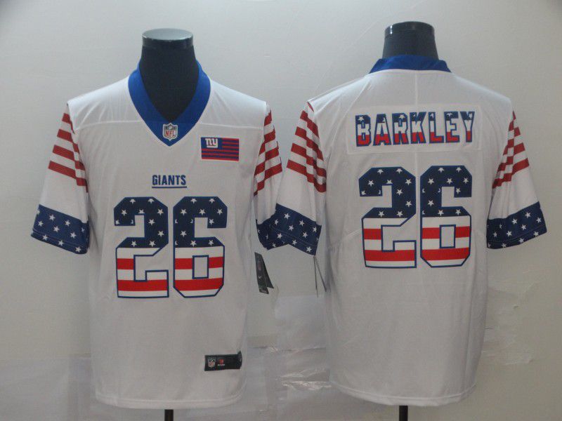 Men New York Giants26 Barkley White Retro USA Flag Nike NFL Jerseys->philadelphia eagles->NFL Jersey